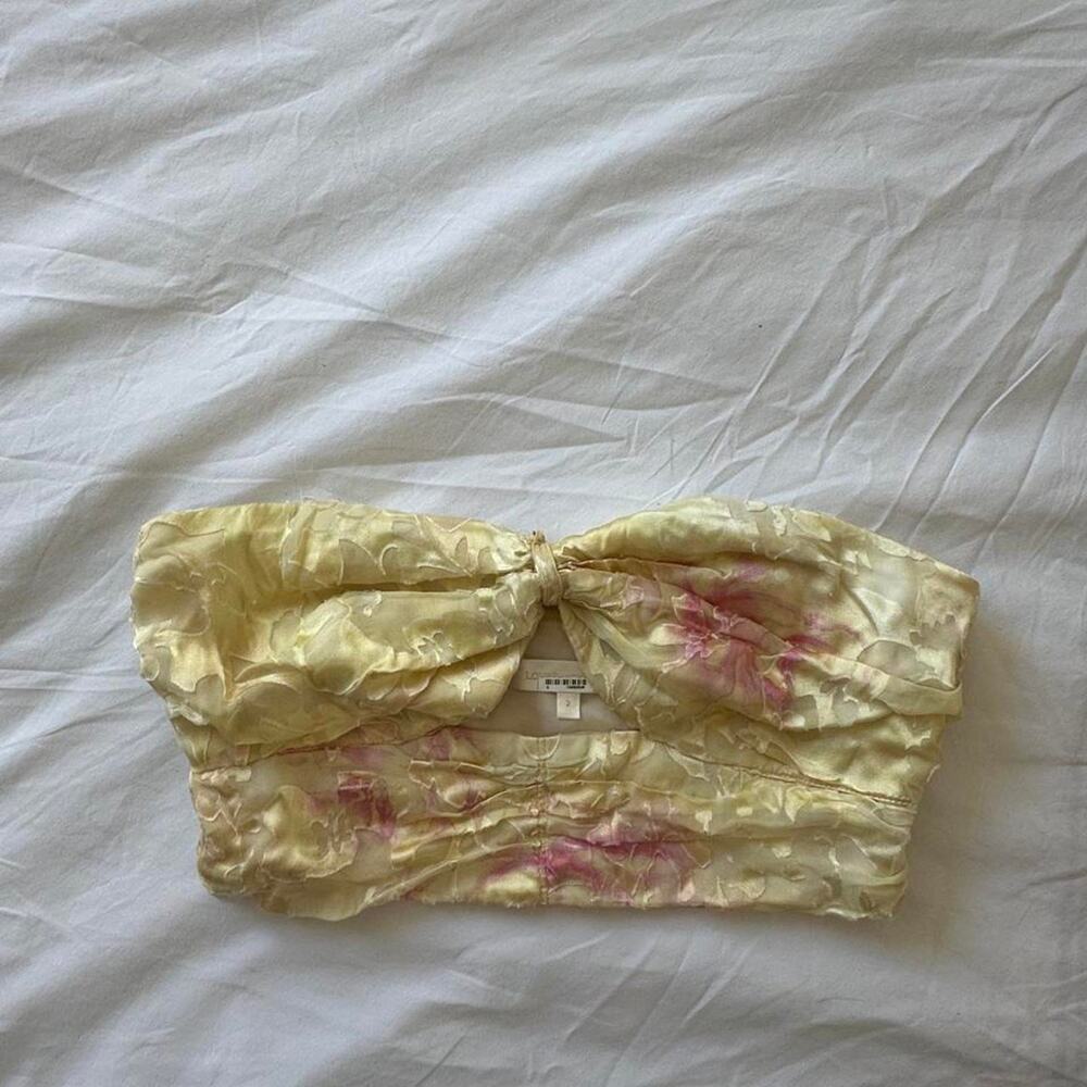 Loveshackfancy yellow silk blend tube